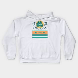 Lucky shamrock on holiday St. Patrick’s day. Lucky money with clover leaf Kids Hoodie